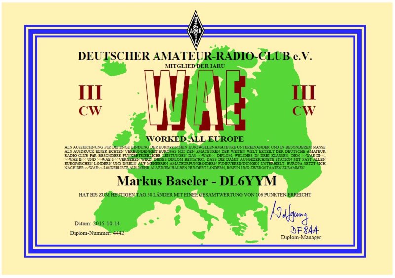 WAE III Diplom DL6YYM